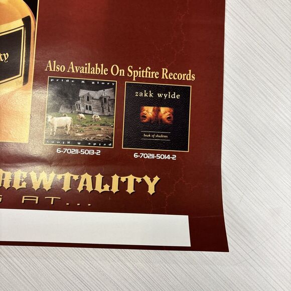 Zakk Wylde Black Label Society Sonic Brew Promo Poster 1999 Spitfire 18 x 24 - Picture 4 of 6